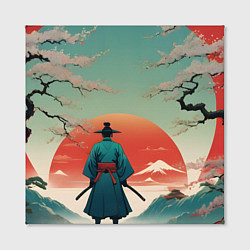 Холст квадратный Яркий самурай на закате, цвет: 3D-принт — фото 2