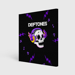 Холст квадратный Deftones неоновый череп, цвет: 3D-принт