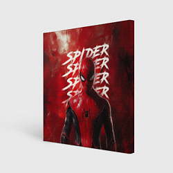 Холст квадратный Spider-man red background, цвет: 3D-принт