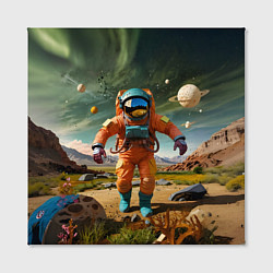 Холст квадратный Космонавт в оранжевом костюме, цвет: 3D-принт — фото 2