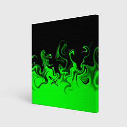 Холст квадратный Абстрактный зеленый огонь, цвет: 3D-принт