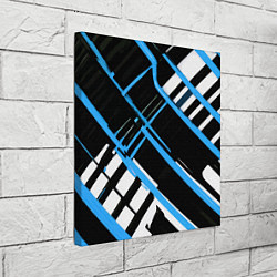 Холст квадратный Сине-белые линии на чёрном фоне, цвет: 3D-принт — фото 2