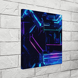 Холст квадратный Сине-розовые полосы на чёрном фоне, цвет: 3D-принт — фото 2