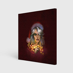 Холст квадратный Цирилла в шапке - The Witcher new year, цвет: 3D-принт