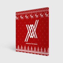 Холст квадратный Новогодний Darling in the FranXX с оленями, цвет: 3D-принт