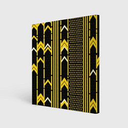 Холст квадратный Жёлтые обои на чёрном фоне, цвет: 3D-принт