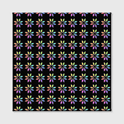 Холст квадратный Разноцветные звёзды на чёрном фоне, цвет: 3D-принт — фото 2