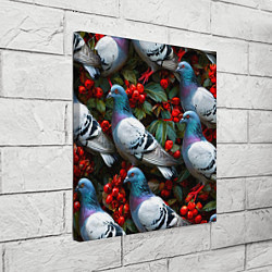 Холст квадратный Голуби в рябине, цвет: 3D-принт — фото 2