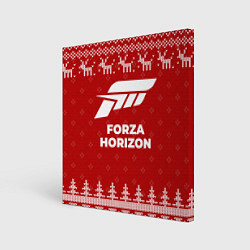 Холст квадратный Новогодний Forza Horizon с оленями, цвет: 3D-принт