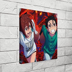 Холст квадратный Дандадан: Момо и Кэн, цвет: 3D-принт — фото 2