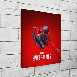 Холст квадратный Два паука Marvel spider man 2, цвет: 3D-принт — фото 2