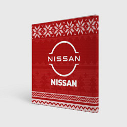 Холст квадратный Новогодний Nissan, цвет: 3D-принт