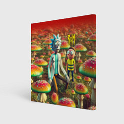 Холст квадратный Рик и Морти заблудились в мухоморном поле, цвет: 3D-принт