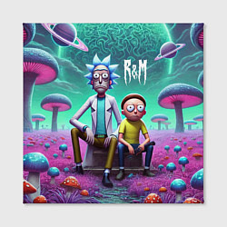 Холст квадратный Рик и Морту на сказочной грибной планете - нейроар, цвет: 3D-принт — фото 2