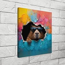 Холст квадратный Капибара в стене, цвет: 3D-принт — фото 2