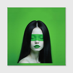 Холст квадратный Pop art девушка на зеленом фоне, цвет: 3D-принт — фото 2
