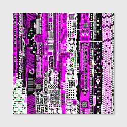 Холст квадратный Киберпанк паттерн фиолетовый, цвет: 3D-принт — фото 2