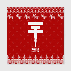 Холст квадратный Новогодний Tokio Hotel с оленями, цвет: 3D-принт — фото 2