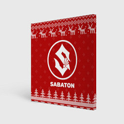 Холст квадратный Новогодний Sabaton с оленями, цвет: 3D-принт