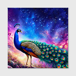 Холст квадратный Павлин на фоне космоса, цвет: 3D-принт — фото 2