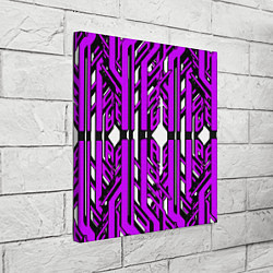 Холст квадратный Чёрно-фиолетовые техно полосы на белом фоне, цвет: 3D-принт — фото 2