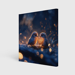 Холст квадратный Милые влюбленные совушки, цвет: 3D-принт