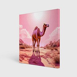 Холст квадратный Верблюд в розовой пустыне, цвет: 3D-принт