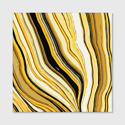 Холст квадратный Волнистые вертикальные чёрно-жёлтые полосы, цвет: 3D-принт — фото 2