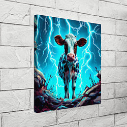 Холст квадратный Корова в разрядах молнии, цвет: 3D-принт — фото 2