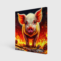 Холст квадратный Свинка в огне, цвет: 3D-принт