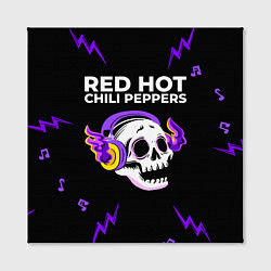 Холст квадратный Red Hot Chili Peppers неоновый череп, цвет: 3D-принт — фото 2