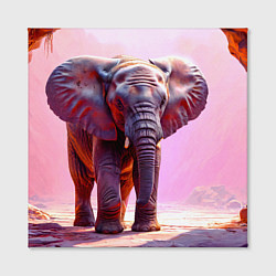 Холст квадратный Слон в розовом, цвет: 3D-принт — фото 2