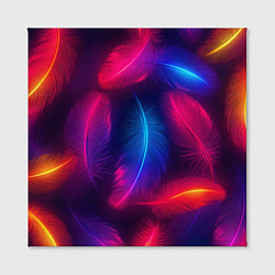 Холст квадратный Вспыхивающие перья - неоновое свечение, цвет: 3D-принт — фото 2