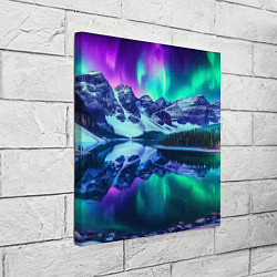 Холст квадратный Северное сияние над горами - неоновое свечение, цвет: 3D-принт — фото 2