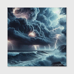 Холст квадратный Шторм на море - сверкание молний, цвет: 3D-принт — фото 2