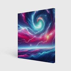 Холст квадратный Spiral neon galaxy - ai art fantasy, цвет: 3D-принт