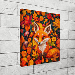 Холст квадратный Лисенок в осенних листьях, цвет: 3D-принт — фото 2