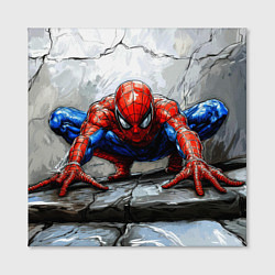 Холст квадратный Человек-паук палзет на стене, цвет: 3D-принт — фото 2