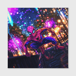 Холст квадратный Человек-паук и фиолетовый свет, цвет: 3D-принт — фото 2