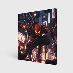 Холст квадратный Человек паук в черном, цвет: 3D-принт