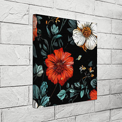 Холст квадратный Цветы винтажный узор, цвет: 3D-принт — фото 2