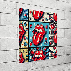 Холст квадратный Rolling Stones logo - pop art, цвет: 3D-принт — фото 2