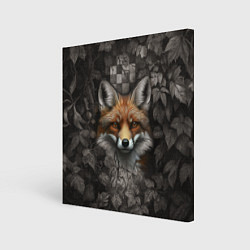 Холст квадратный Внимательный лис, цвет: 3D-принт