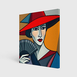 Холст квадратный Дама с веером, цвет: 3D-принт
