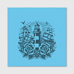 Холст квадратный Маяк с розами и кораблем, цвет: 3D-принт — фото 2