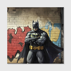 Холст квадратный Бэтмен на фоне стены, цвет: 3D-принт — фото 2