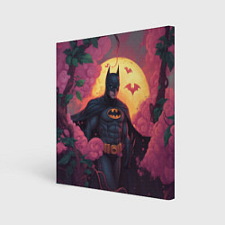 Холст квадратный Бэтмен и дерево с цветами, цвет: 3D-принт