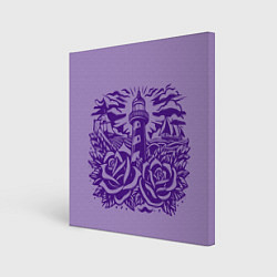 Холст квадратный Маяк с розами и корабли, цвет: 3D-принт