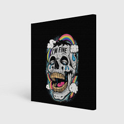 Картина квадратная Skull and rainbow - im fine