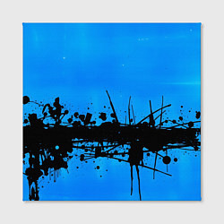Холст квадратный Черные брызги краски на синем, цвет: 3D-принт — фото 2